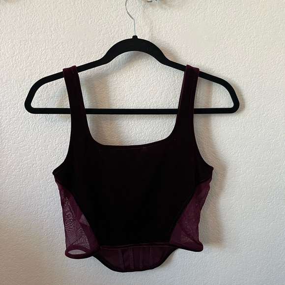 Elegant Burgundy Velvet Women's Top - Picture 2 of 5